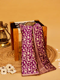 Handwoven Dark Purple Banarasi Katan Silk Saree