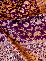 Handwoven Dark Purple Banarasi Katan Silk Saree