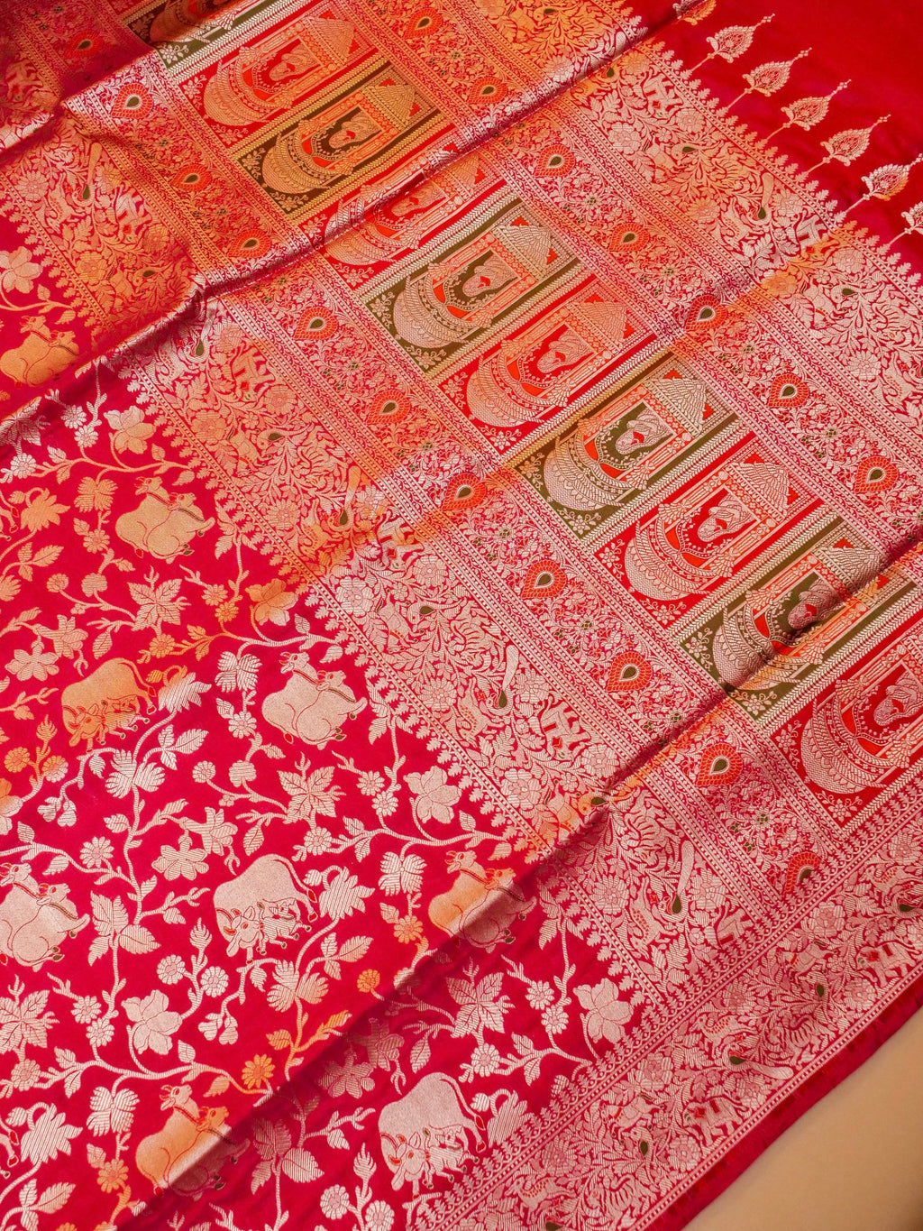 Handwoven Red Banarasi Katan Silk Saree