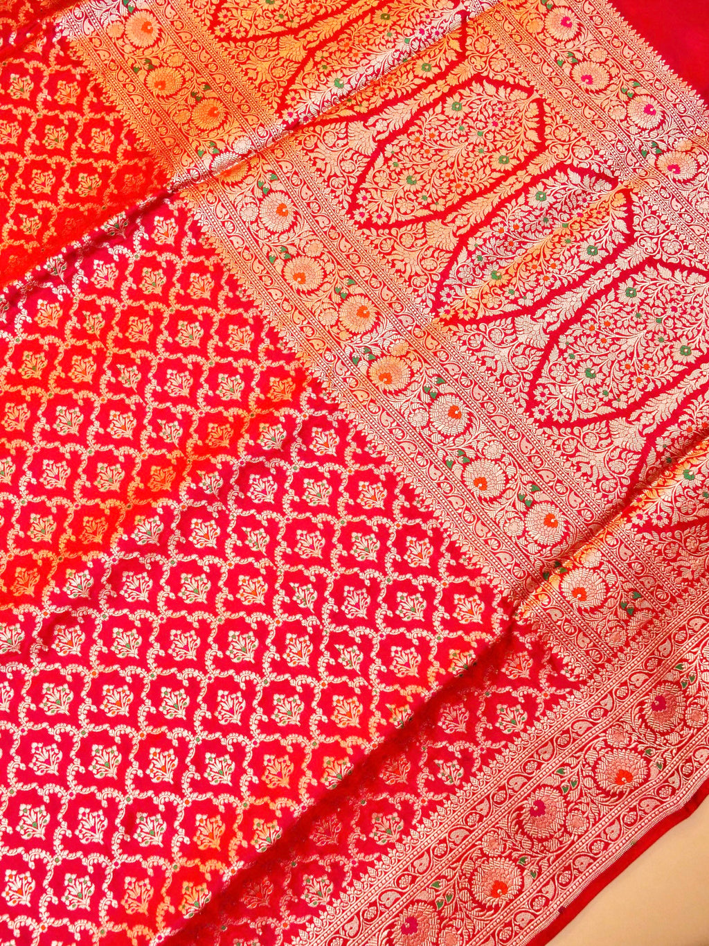 Handwoven Red Banarasi Katan Silk Saree