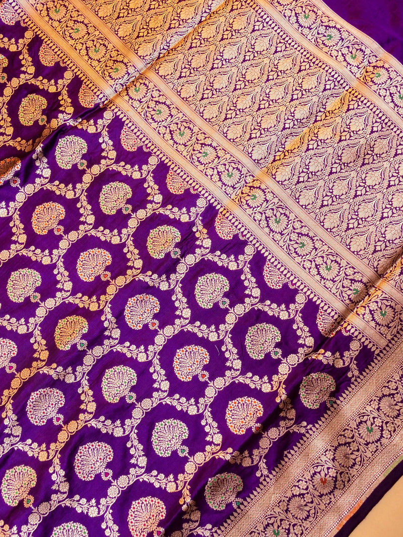 Handwoven Purple Banarasi Katan Silk Saree