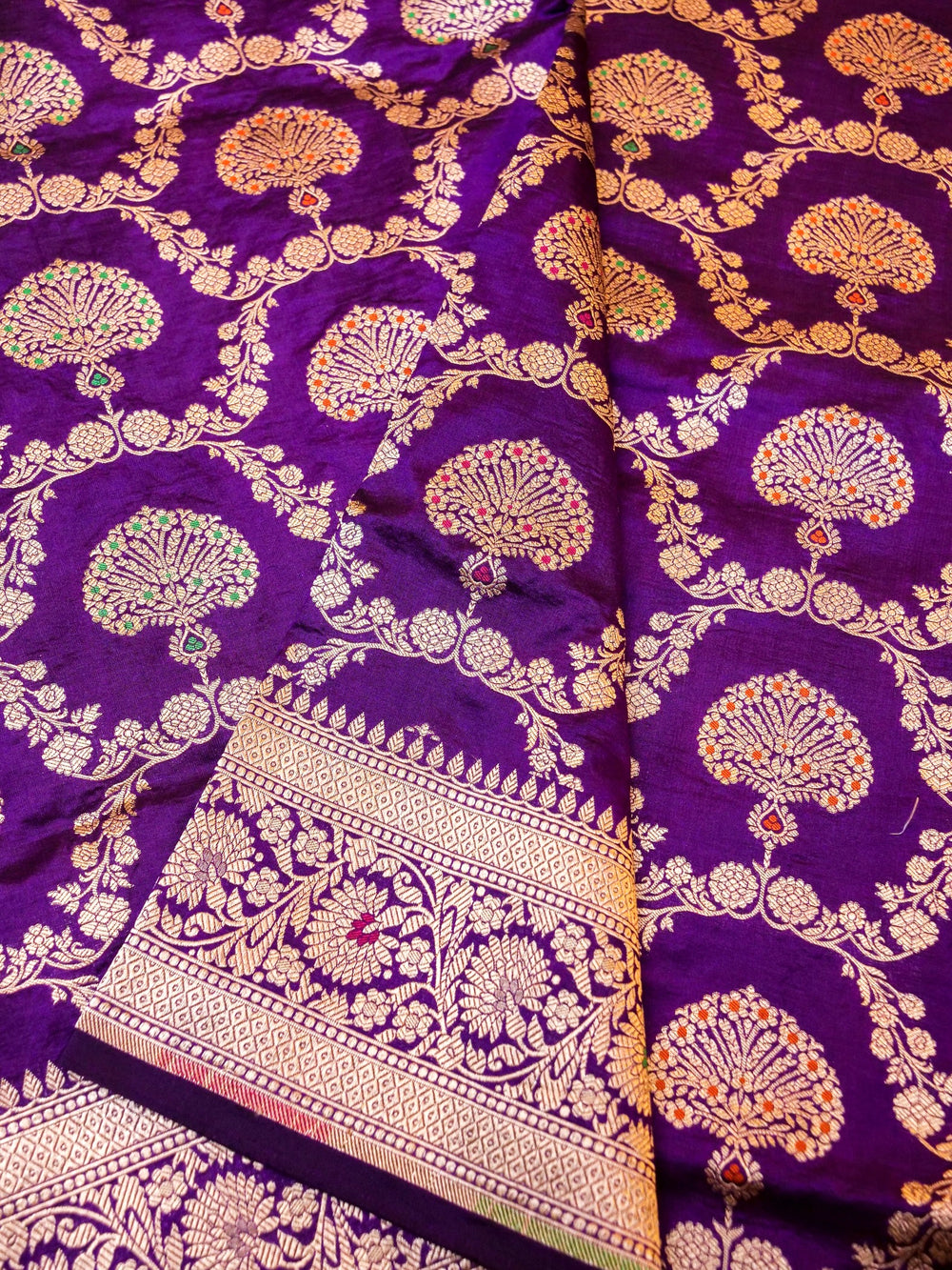 Handwoven Purple Banarasi Katan Silk Saree