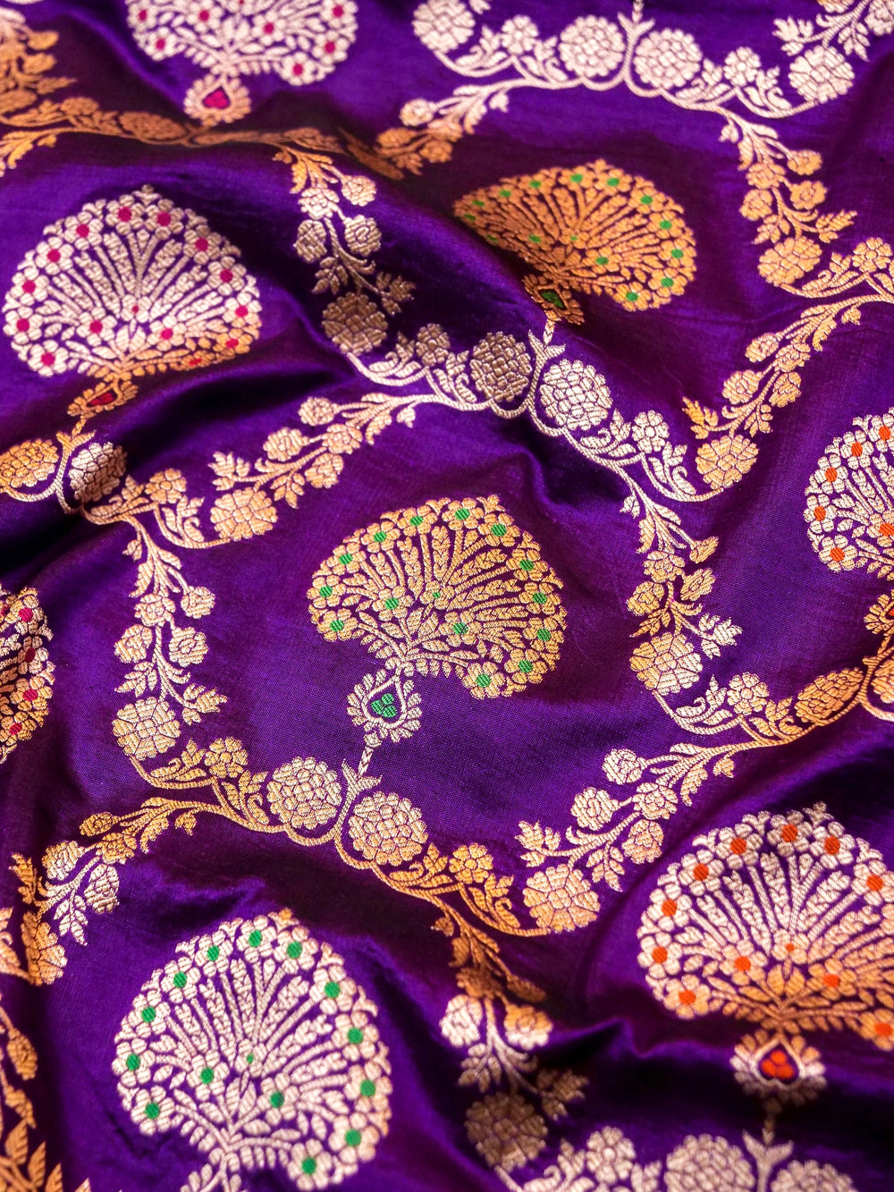 Handwoven Purple Banarasi Katan Silk Saree