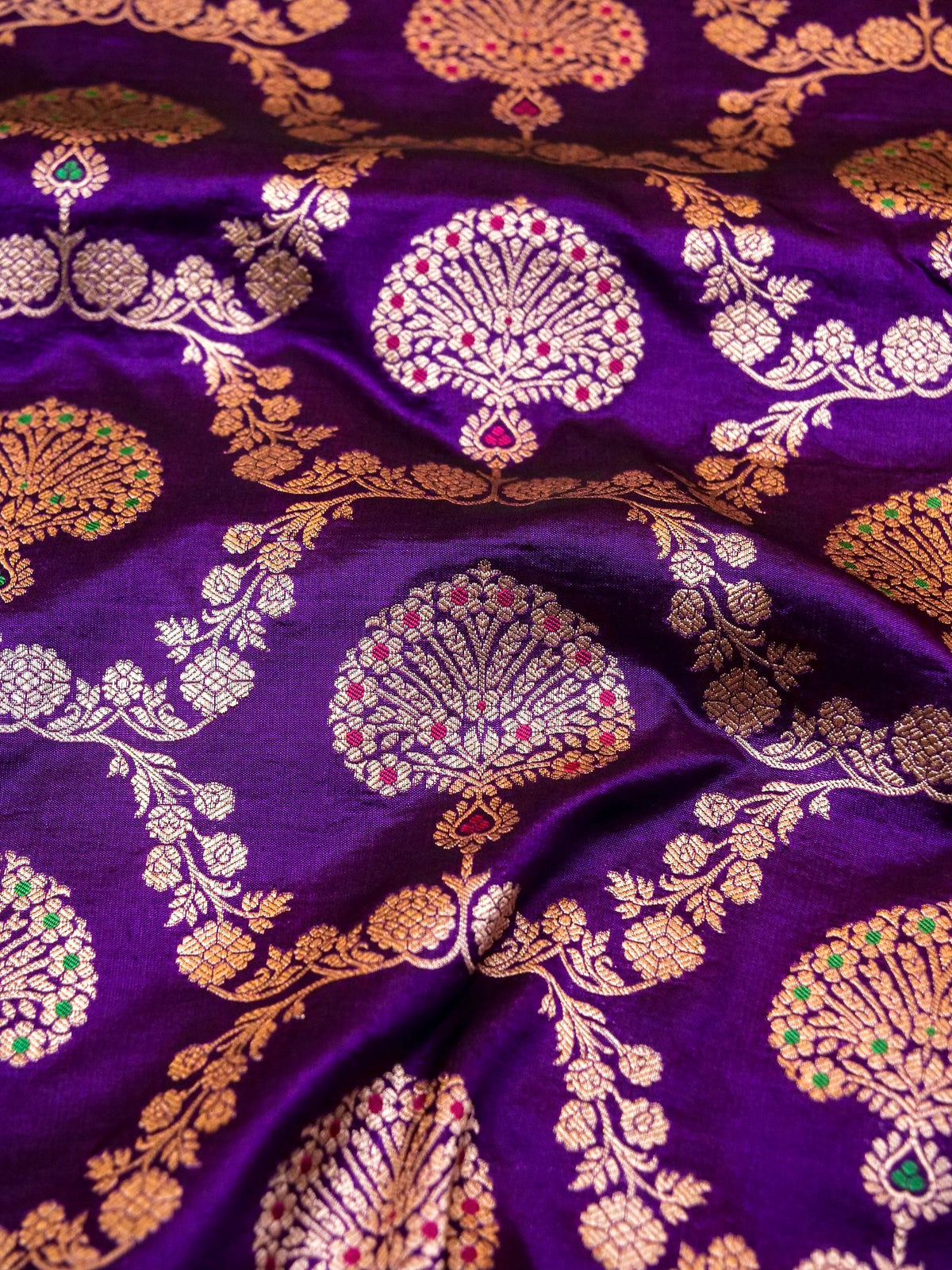 Handwoven Purple Banarasi Katan Silk Saree