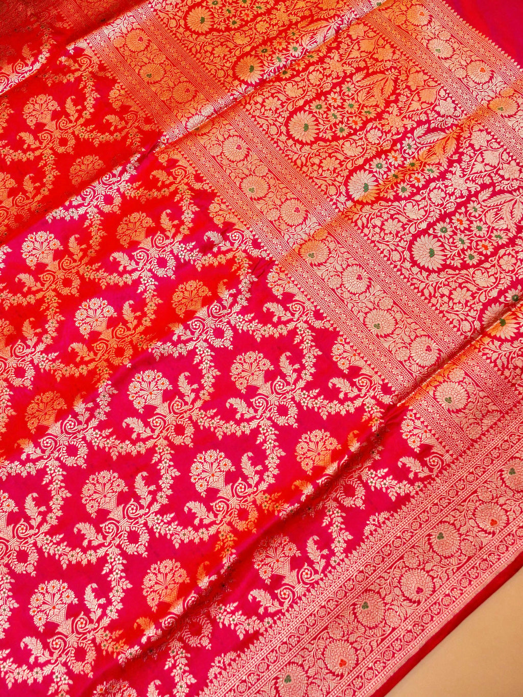 Handwoven Red Banarasi Katan Silk Saree