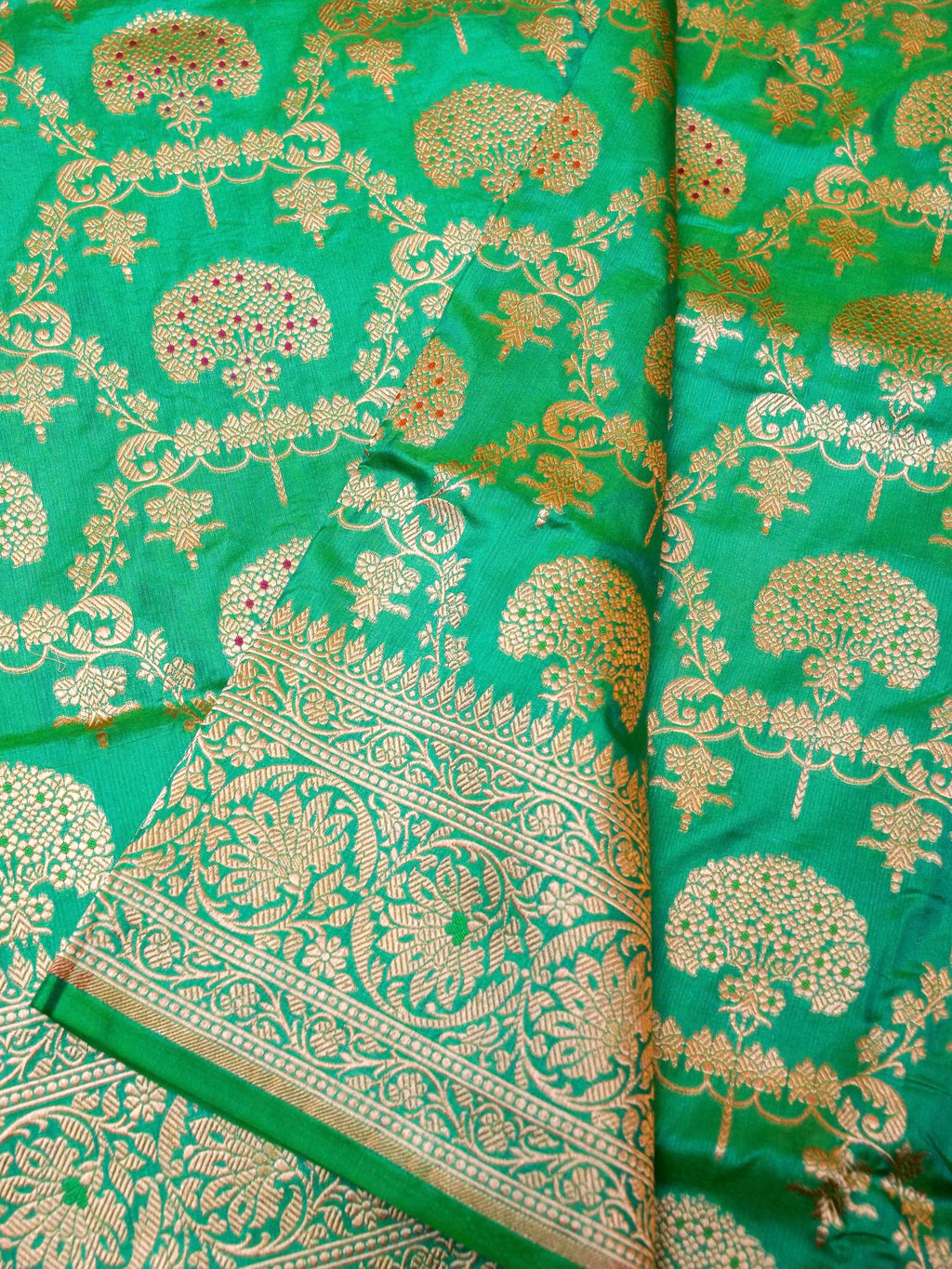 Handwoven Green Banarasi Katan Silk Saree