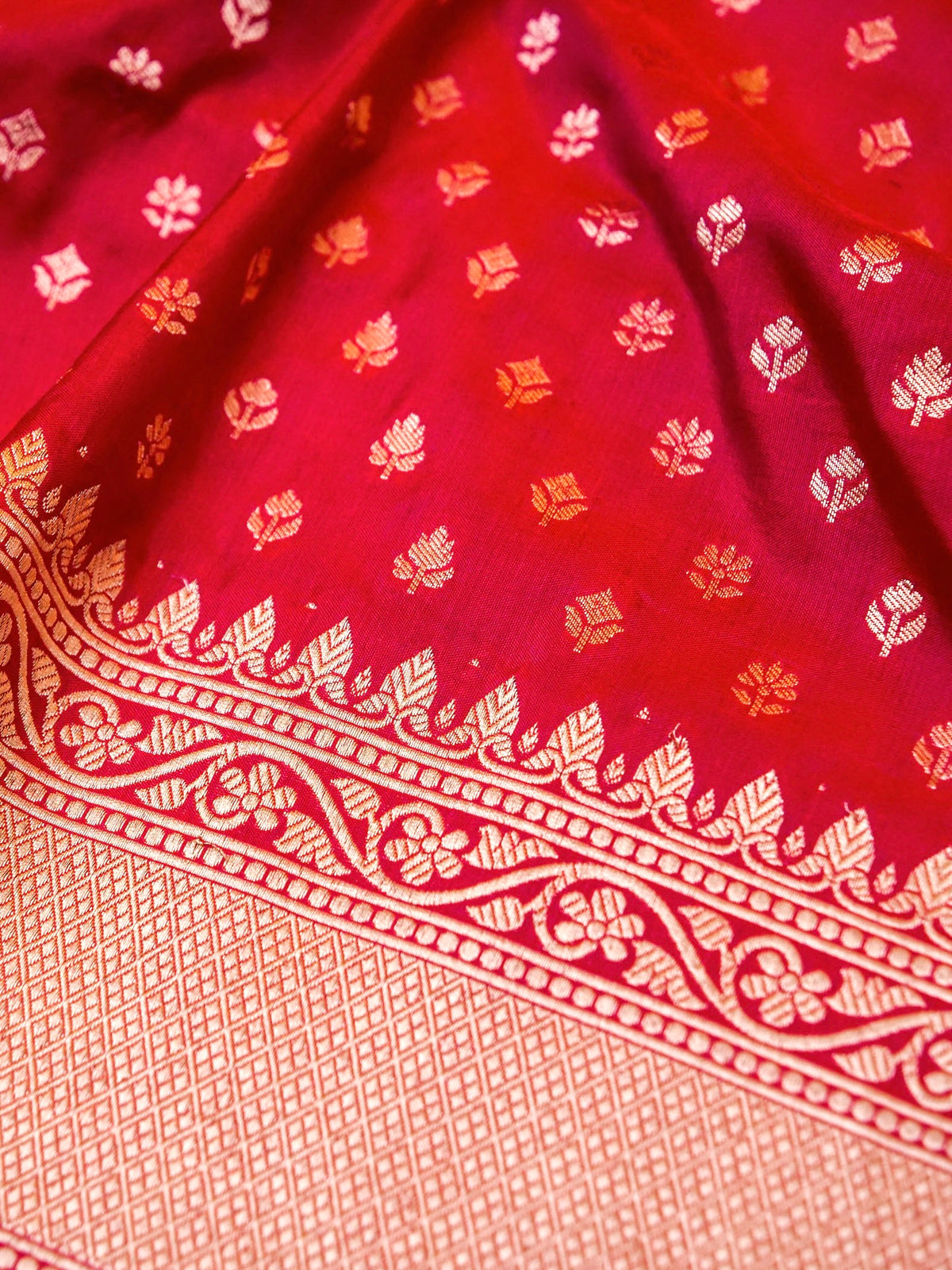 Handwoven Maroon Banarasi Katan Silk Saree