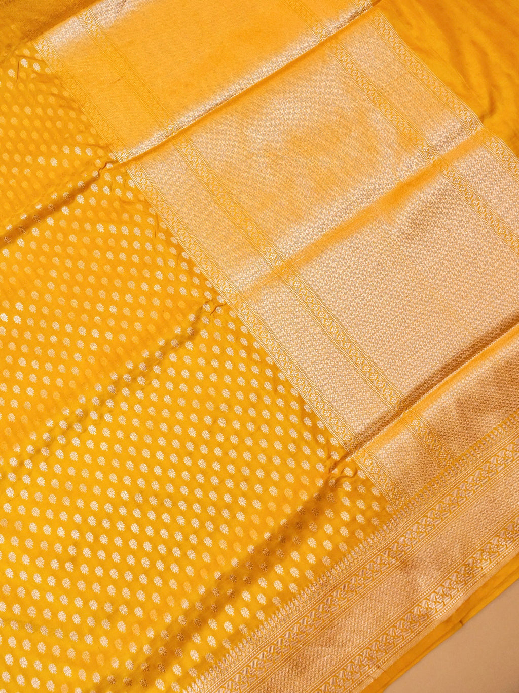 Handwoven Yellow Banarasi Katan Silk Saree