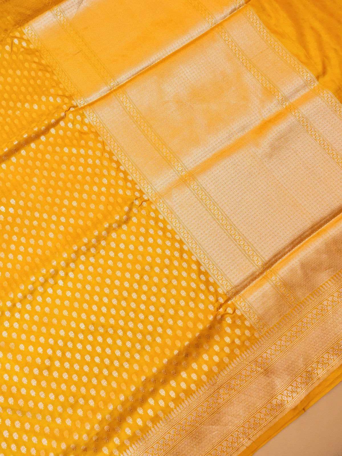 Handwoven Yellow Banarasi Katan Silk Saree