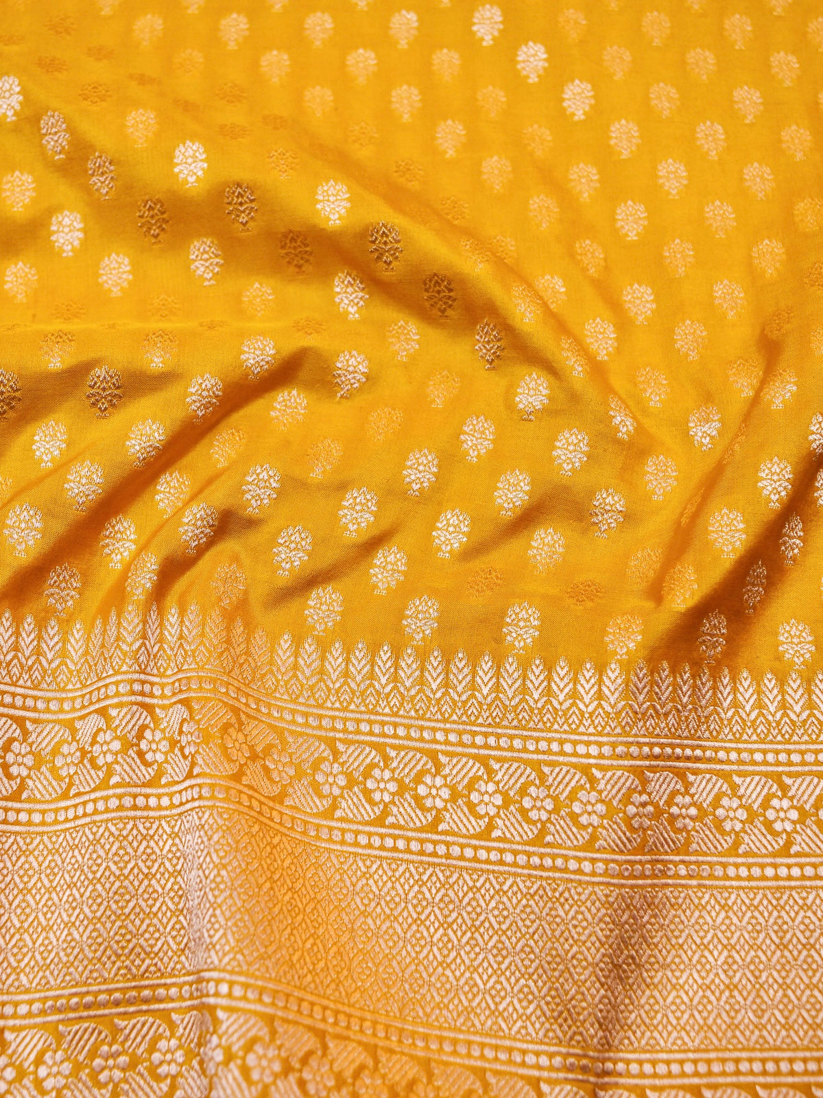 Handwoven Yellow Banarasi Katan Silk Saree