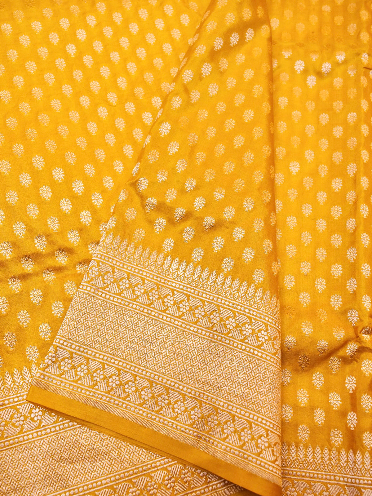 Handwoven Yellow Banarasi Katan Silk Saree