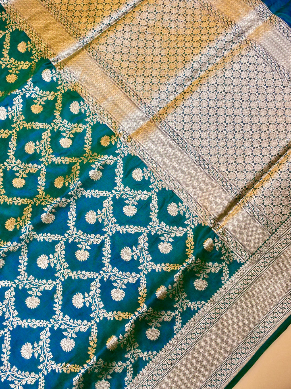 Handwoven Green Banarasi Katan Silk Saree