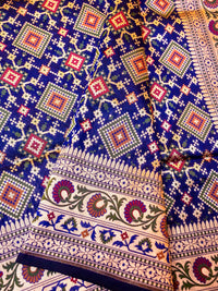 Handwoven Blue Banarasi Katan Silk Saree