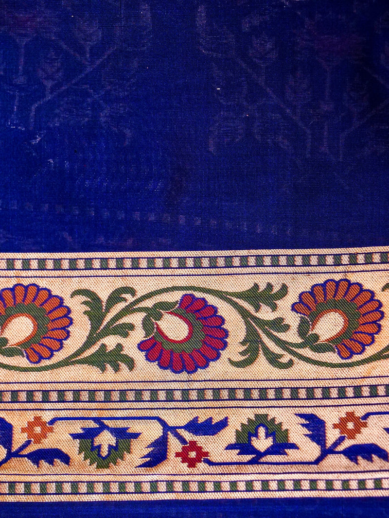 Handwoven Blue Banarasi Katan Silk Saree