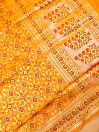 Handwoven Yellow Banarasi Katan Silk Saree