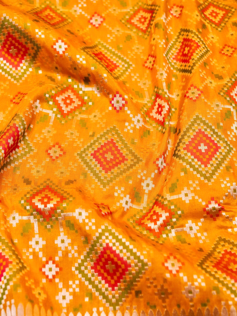 Handwoven Yellow Banarasi Katan Silk Saree