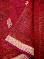 Handwoven Wine Banarasi Katan Silk Saree