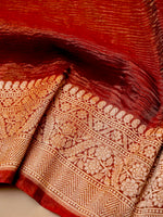 Handwoven Wine Banarasi Katan Silk Saree