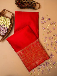 Handwoven Red Banarasi Katan Silk Saree