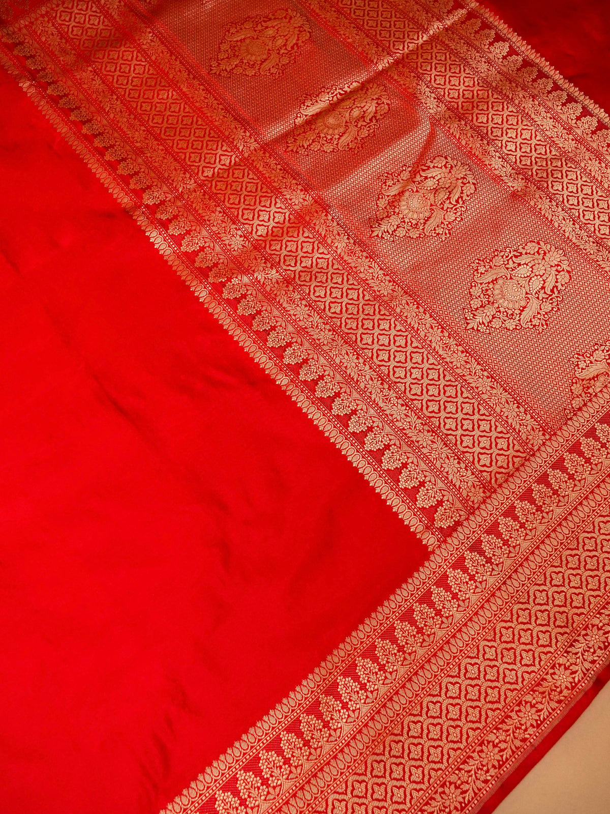 Handwoven Red Banarasi Katan Silk Saree