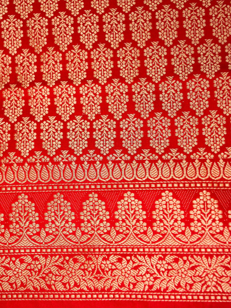 Handwoven Red Banarasi Katan Silk Saree