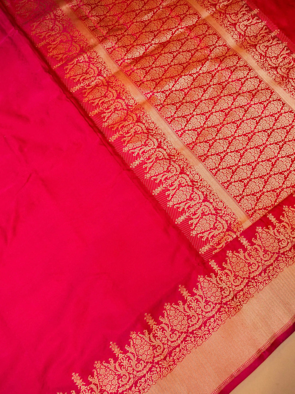 Handwoven pink Banarasi Katan Silk Saree