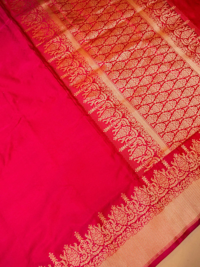 Handwoven pink Banarasi Katan Silk Saree