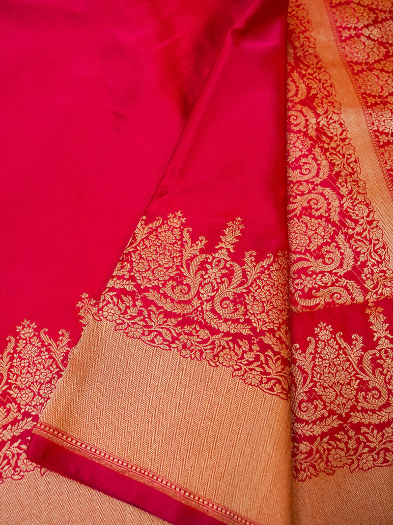 Handwoven pink Banarasi Katan Silk Saree