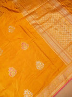 Handwoven Yellow Banarasi Katan Silk Saree