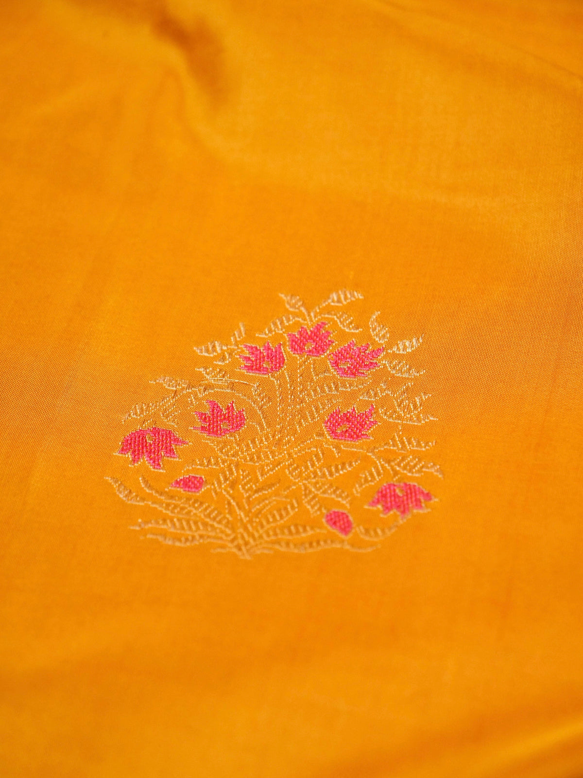 Handwoven Yellow Banarasi Katan Silk Saree