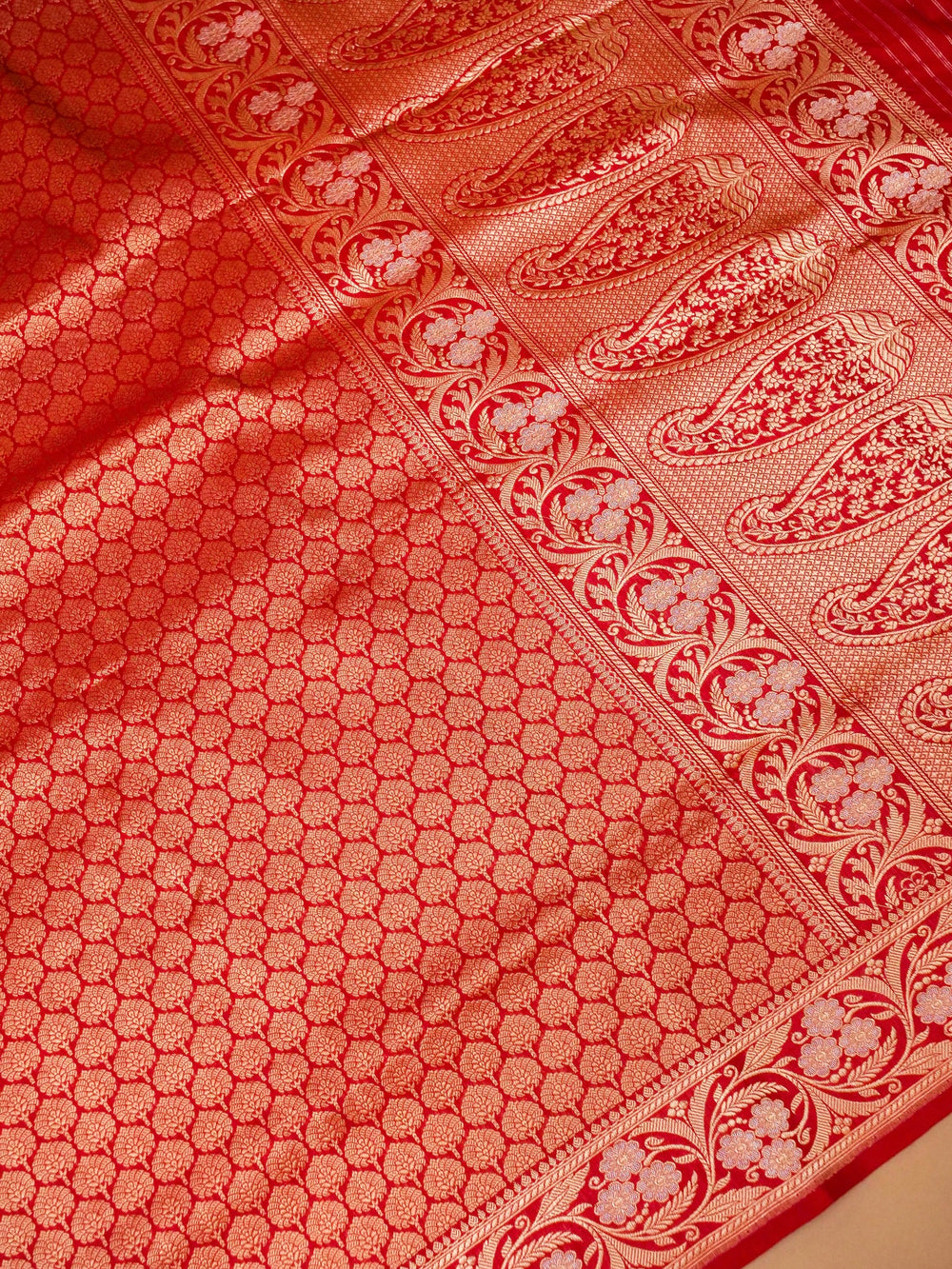 Handwoven REd Banarasi Katan Silk Saree