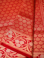 Handwoven REd Banarasi Katan Silk Saree