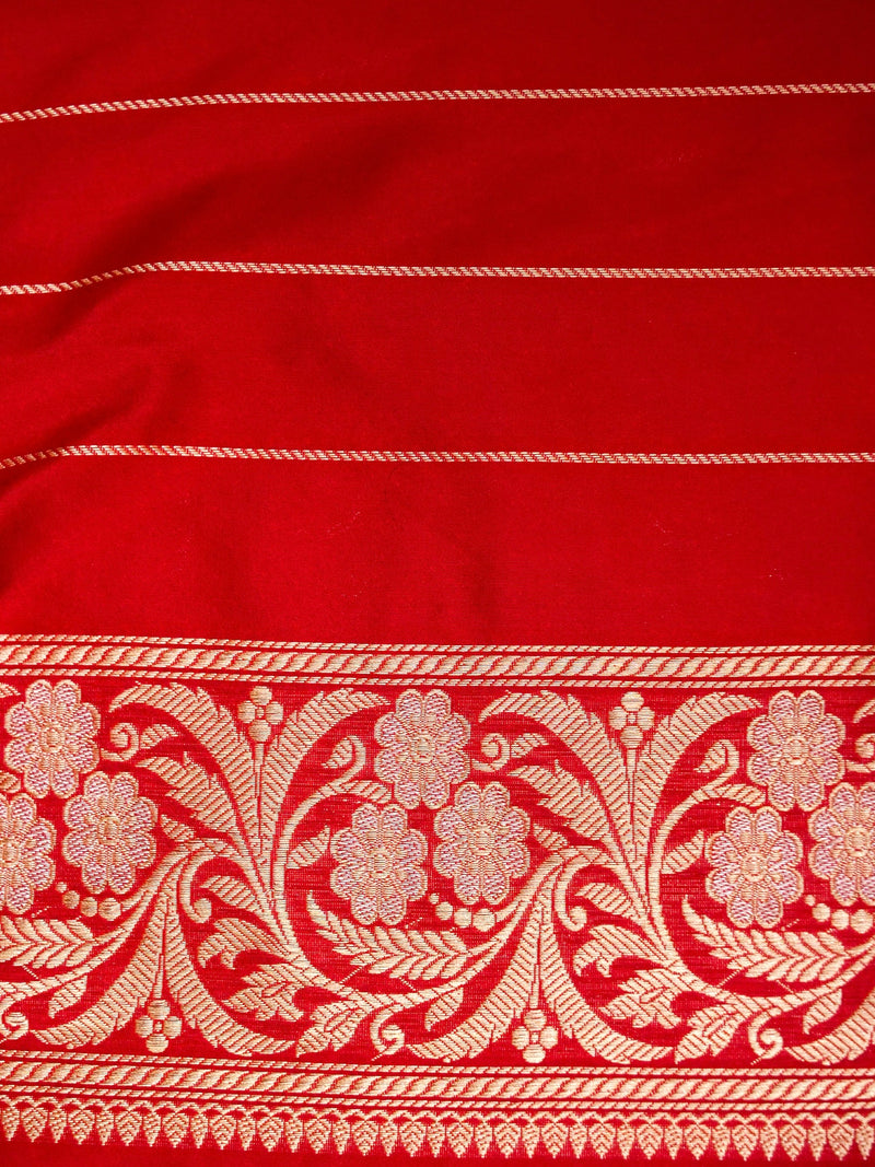 Handwoven REd Banarasi Katan Silk Saree