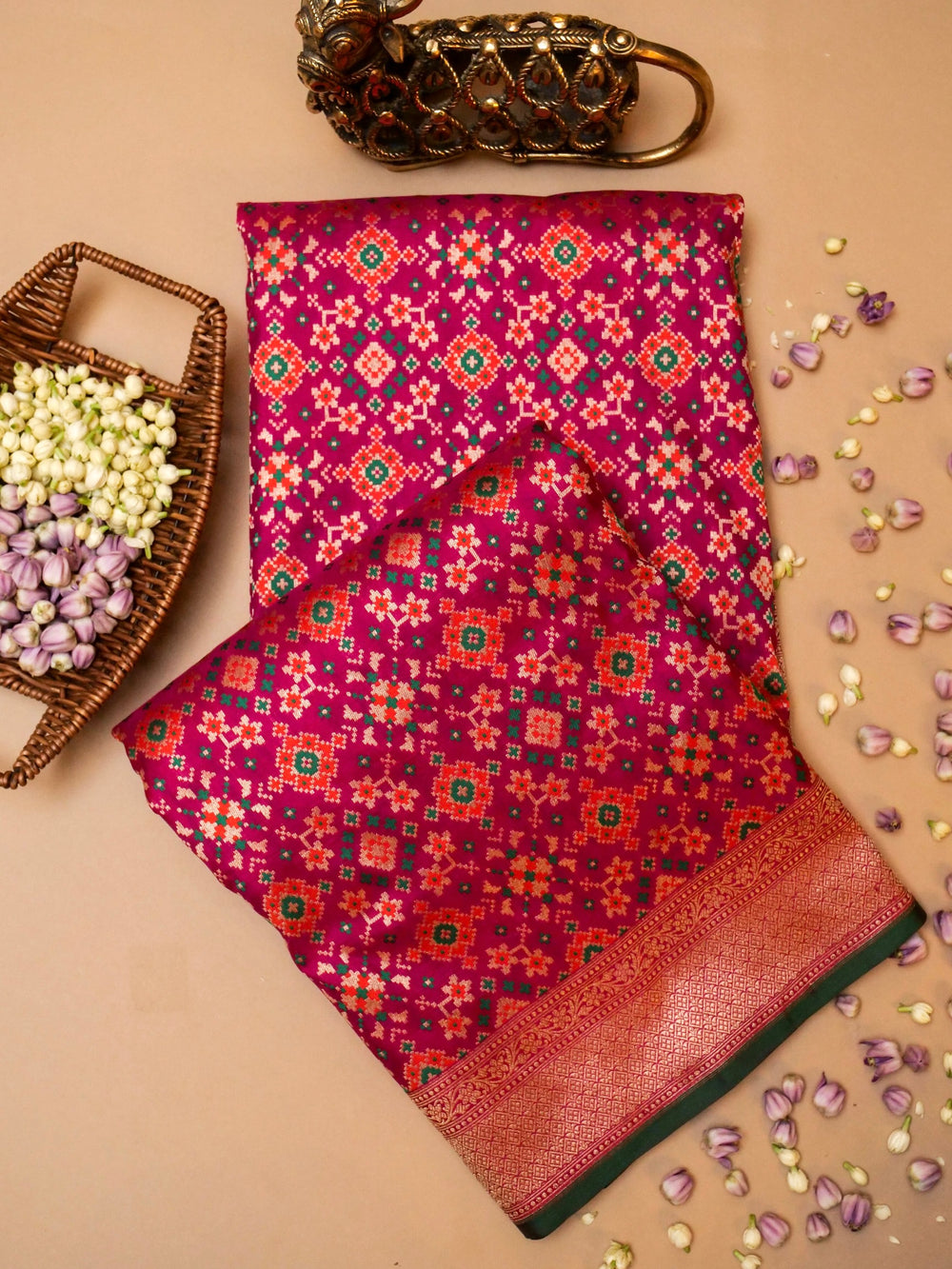 Handwoven Magenta Banarasi Katan Silk Saree