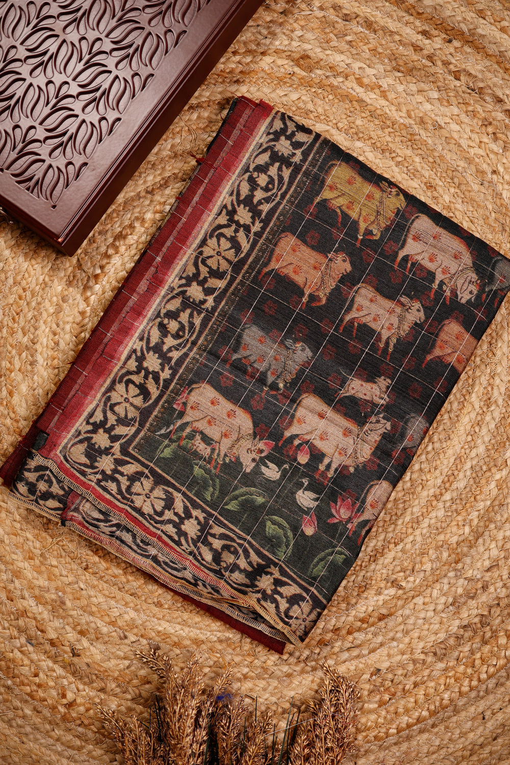 Handwoven Red Banarasi Tussar Silk Saree