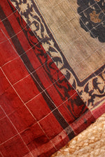 Handwoven Red Banarasi Tussar Silk Saree