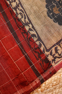 Handwoven Red Banarasi Tussar Silk Saree
