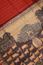 Handwoven Red Banarasi Tussar Silk Saree