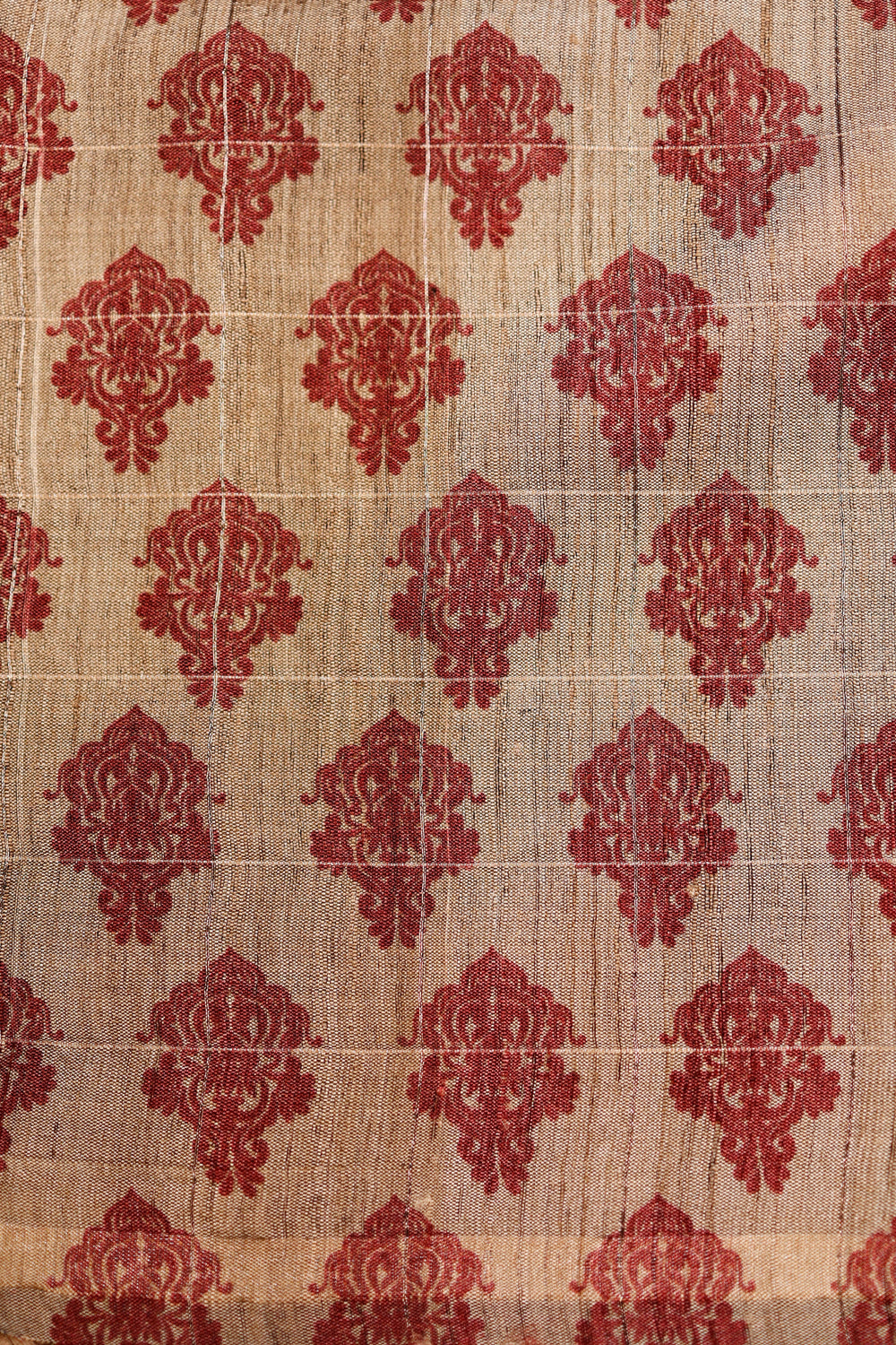 Handwoven Red Banarasi Tussar Silk Saree