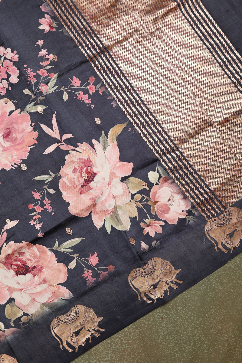 Designer Black Banarasi Katan Silk Saree