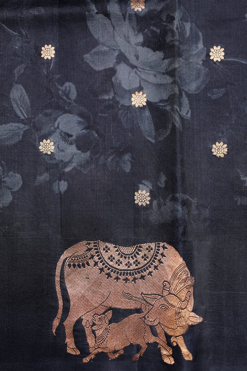 Designer Black Banarasi Katan Silk Saree
