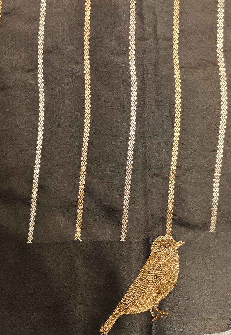 Designer Black Banarasi Katan Silk Saree