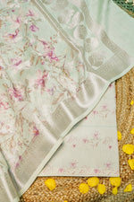Designer Sea Green Chanderi Silk Suit