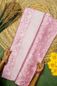 Handwoven Pink Banarasi Katan Silk Saree