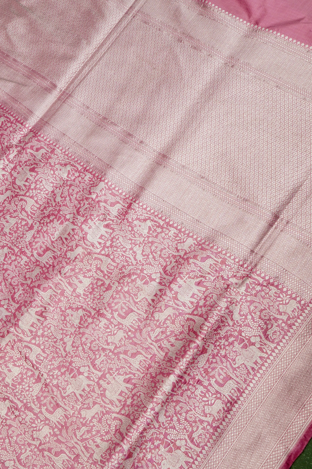 Handwoven Pink Banarasi Katan Silk Saree