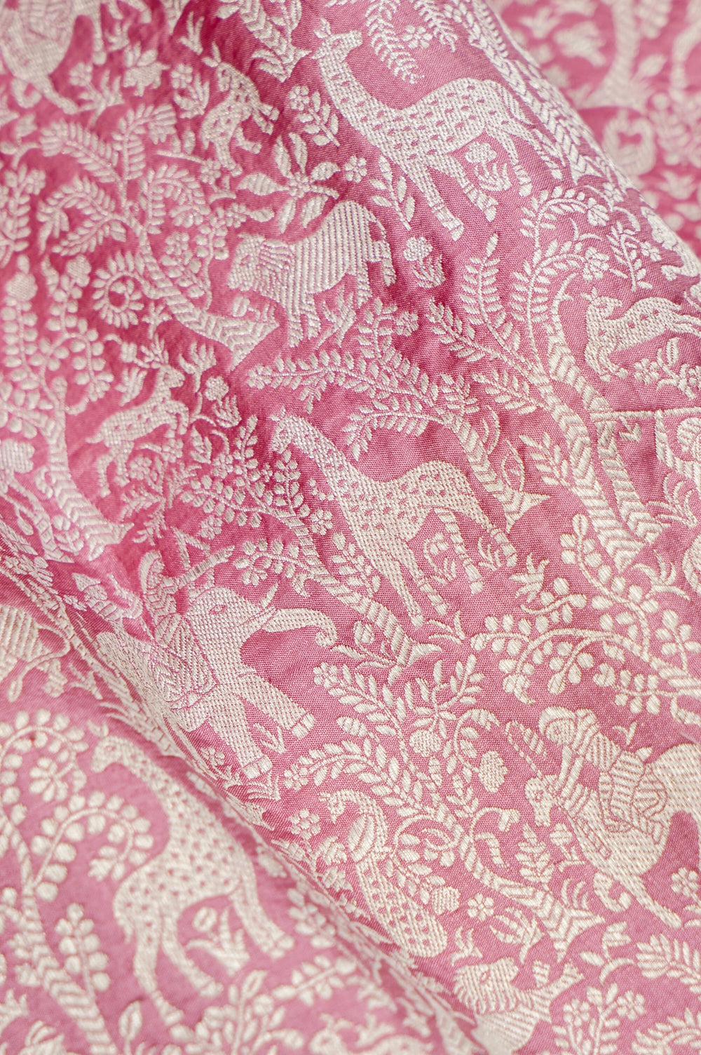 Handwoven Pink Banarasi Katan Silk Saree