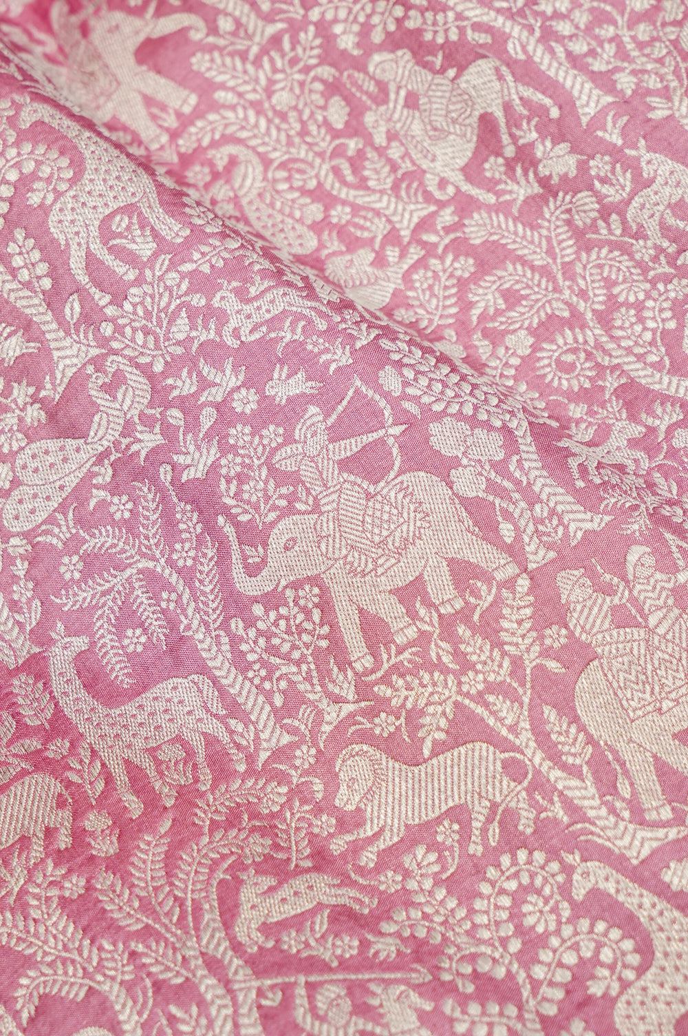Handwoven Pink Banarasi Katan Silk Saree