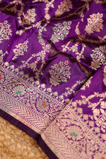 Handwoven Purple Banarasi Katan Silk Suit