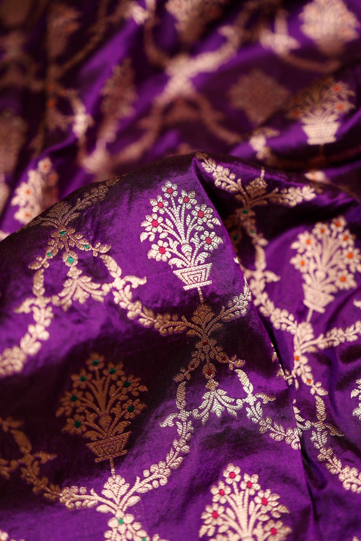 Handwoven Purple Banarasi Katan Silk Suit