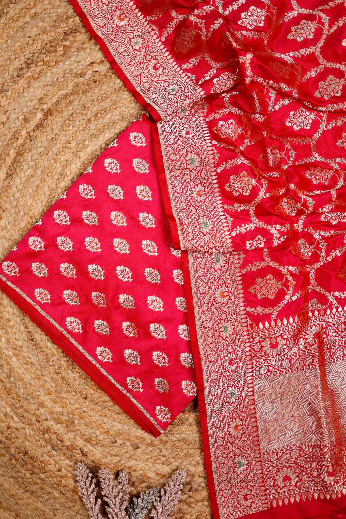 Handwoven Pink Banarasi Katan Silk Suit